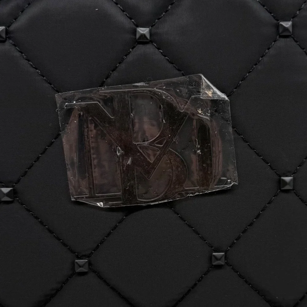 Badgley‎ Mischka Diamond Quilted Nylon & Tweed Small Backpack Black